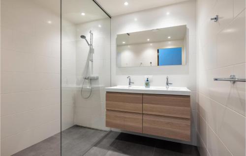 Uitgeest的住宿－Appartement Westergeest Luxe，一间带水槽和镜子的浴室