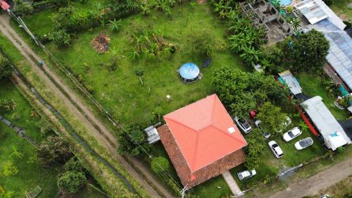 an overhead view of a house with an orange roof at Casa Blanca in Palmira