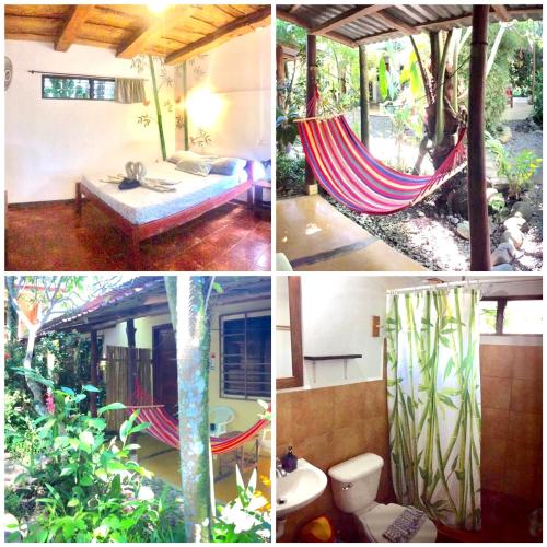 a collage of pictures of a room with a hammock at Hotel Tropical Sands Dominical in Dominical