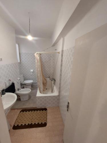 a bathroom with a toilet and a shower and a sink at Appartamentos Benicarló 3 in Benicarló