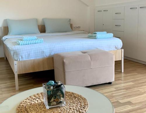 ein Schlafzimmer mit einem Bett, einer Couch und einem Tisch in der Unterkunft Filip Apartment in Mavrovo-Nationalpark