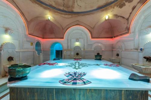 a large room with a table in the middle at Wyndham Istanbul Old City in Istanbul