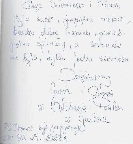 a letter written in cursive handwriting on a white paper at sosnowelowe in Lamkowo