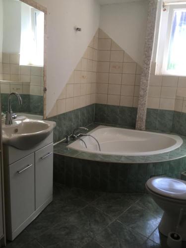 een badkamer met een bad en een wastafel bij Zimmer in Kaiserslautern in Kaiserslautern