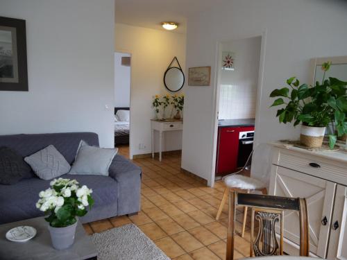 un salon avec un canapé et une table dans l'établissement Chez Martine Appartement tout confort entièrement indépendant, à Pau