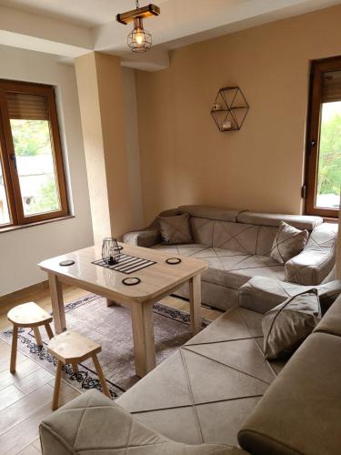 a living room with a couch and a table at Villa Kristina - Apartment no.2 in Vrben