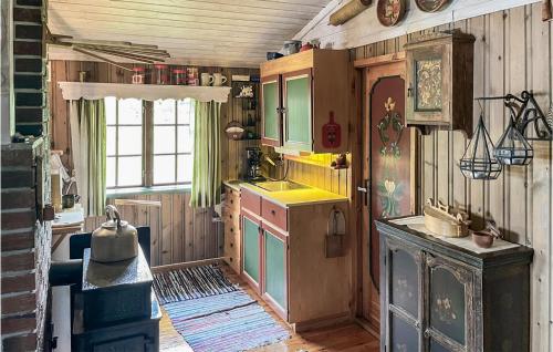 eine Küche mit Herd und Spüle in der Unterkunft Beautiful Home In Nissedal With House Sea View 