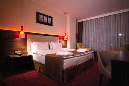 a hotel room with a bed in a room at Safa Sorgun Thermal Hotel Wellness & SPA in Sorgun