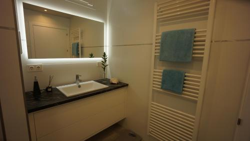 サロブレーニャにあるApartment Torrecillaのバスルーム(洗面台、鏡付)