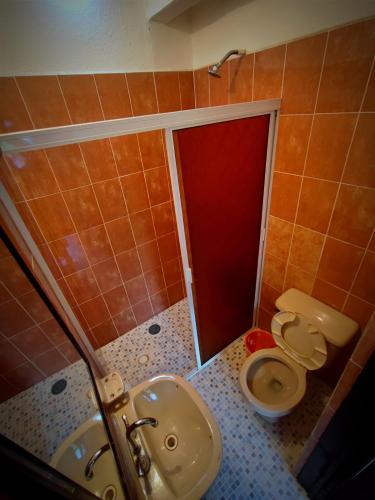 a bathroom with a toilet and a sink at DEPARTAMENTO EL PARAISO in Xilitla