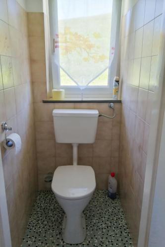 a small bathroom with a toilet and a window at Holiday Home Mayrhofer by Interhome in Oberwang