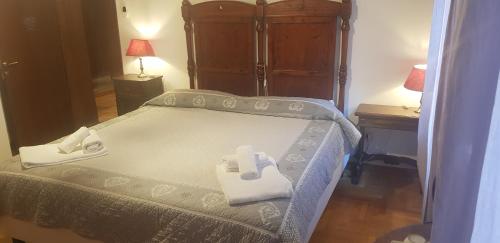 una camera da letto con un letto e due asciugamani di B&B La Fontanina a Siena