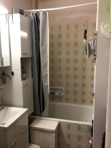 une salle de bain avec une douche, des toilettes et un lavabo dans l'établissement Nice and practical apartment to enjoy Paris close to Montmartre, à Paris