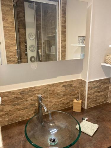 a bathroom with a sink and a mirror at Appartement cosy in Dijon