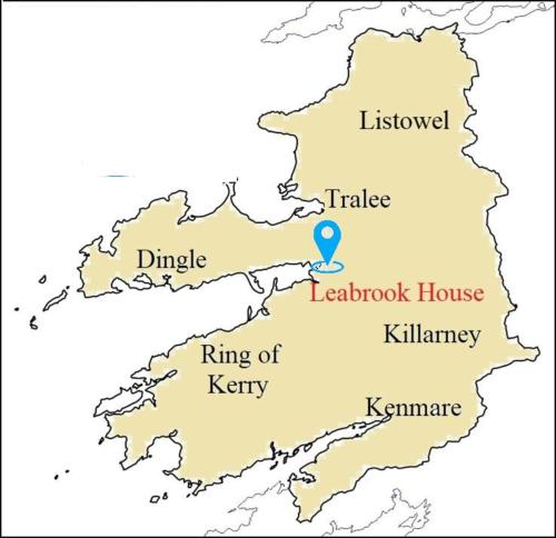 a map of ireland with a blue marker at Leabrook House in Castlemaine