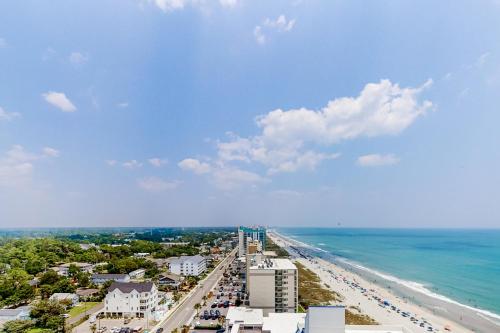 an aerial view of the beach and the ocean at Bay Watch 1901 in Myrtle Beach