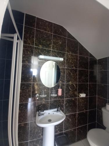 a bathroom with a sink and a mirror at Teach na Coille B&B in Midleton
