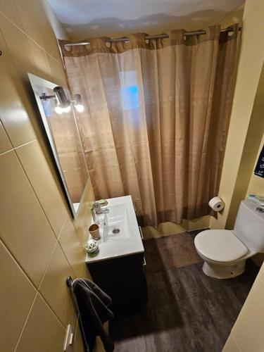 a small bathroom with a toilet and a sink at Habitación en Madrid Capital piso compartido in Madrid