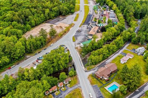 an overhead view of a road with houses and trees at Riverbank Connecting Rooms 3 & 5 in Lincoln