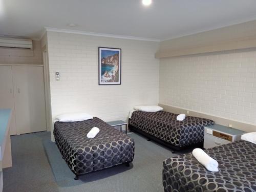 a room with three beds in a room at Wangaratta Motor Inn in Wangaratta