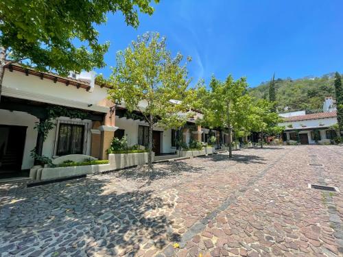 a cobblestone street in front of a building at Boutique Villa in Antigua in Antigua Guatemala