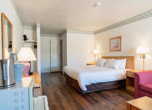 a hotel room with a bed and a couch at Motel Torrey in Torrey