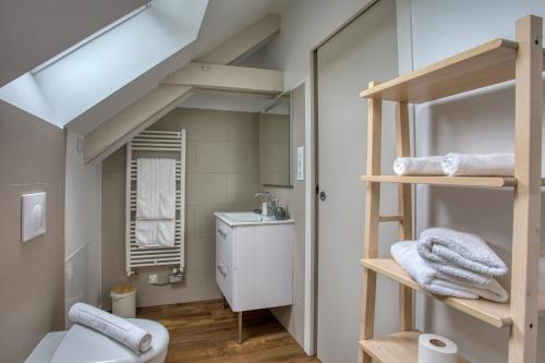 a bathroom with a bunk bed and a toilet at O'Myosotis in Sarlat-la-Canéda