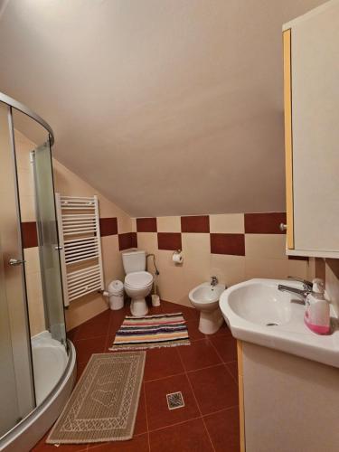 een badkamer met een toilet en een wastafel bij Casa Alba in Borsa