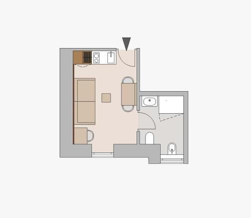 a floor plan of a bedroom and a living room at Wellness Smart Suites in Bolzano