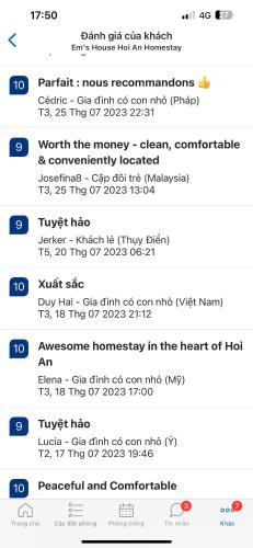a screenshot of a cell phone with a list of numbers at Em's House Hoi An Homestay in Hoi An