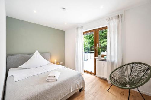 Postel nebo postele na pokoji v ubytování Casa Tortuga - Ruhige 3 Zimmer Wohnung in Hüttenfeld