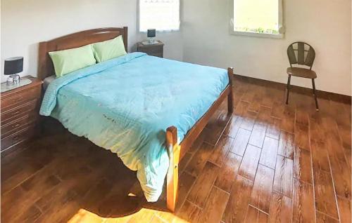 1 cama en un dormitorio con suelo de madera en 3 Bedroom Cozy Home In Ouhans, en Ouhans