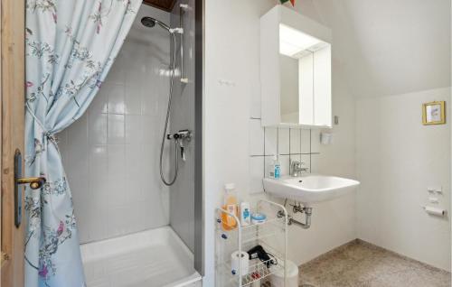 uma casa de banho com um chuveiro e um lavatório. em Nice Apartment In Tarm With Kitchen em Tarm