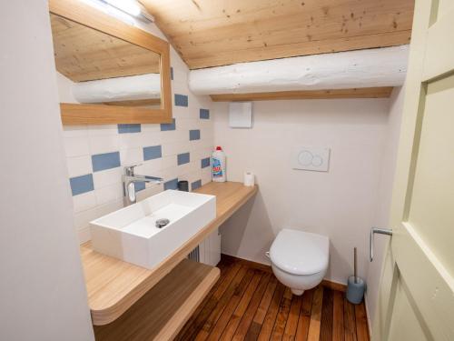 un piccolo bagno con lavandino e WC di Chalet spacieux Méribel · Ski aux pieds · Cheminée - FR-1-688-34 a Méribel