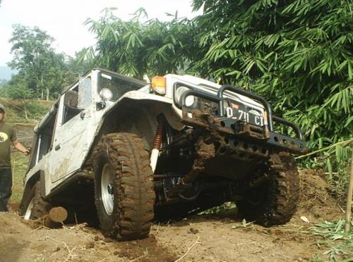 a military truck parked on a dirt road at Sari Ater Hotel & Resort in Ciater