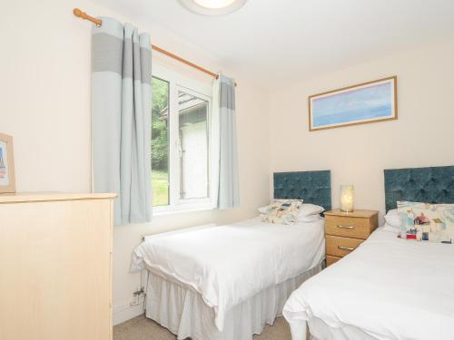- une chambre avec 2 lits et une fenêtre dans l'établissement 42 Valley Lodge, à Callington