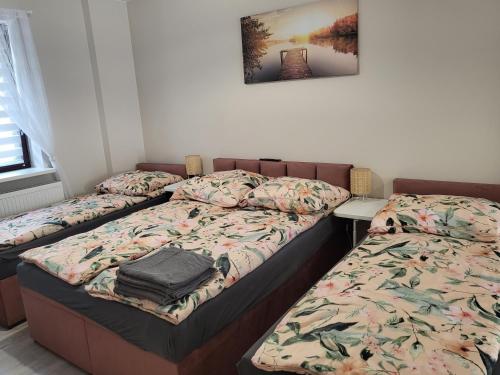 Postel nebo postele na pokoji v ubytování Pokój z własną kuchnią i łazienką Żyrardów SUNTAGO