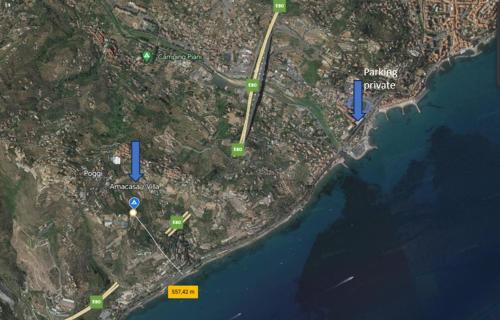 a map of a city with green squares on it at Villa CliCla - Pool, sea,hommock swing and laziness in Imperia