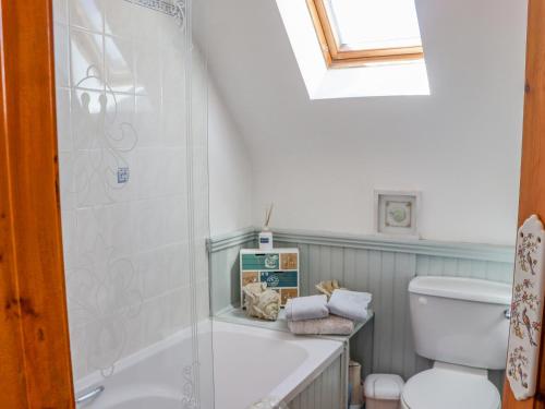 a bathroom with a shower and a toilet at Sandeel Bay in Fethard on Sea