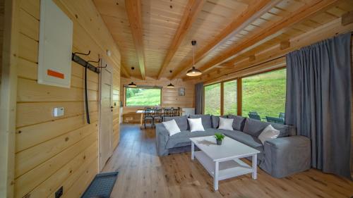 a living room with a couch and a table at Domek w Górach in Piwniczna-Zdroj