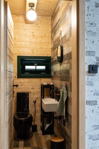 a bathroom with a sink and a toilet at River House Moon in Gospić
