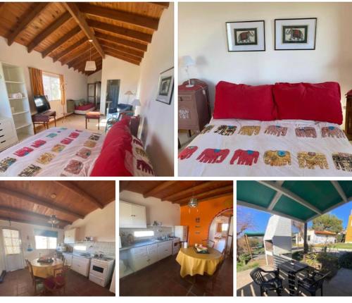 a collage of pictures of a bedroom with a bed at La Candelaria - Casas de Campo - in Sierra de la Ventana