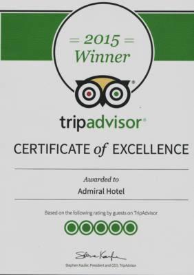 a certificate of excellence with a pair of scissors at Admiral Hotel in Scarborough
