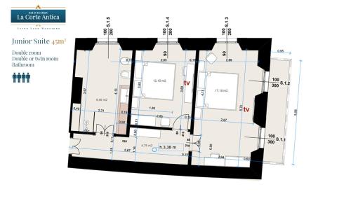a floor plan of a building at B&B La Corte Antica - Luino Lago Maggiore in Luino