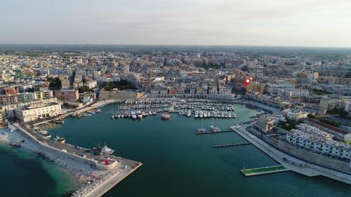 an aerial view of a city with a harbor at Cavalluccio marino in Bisceglie