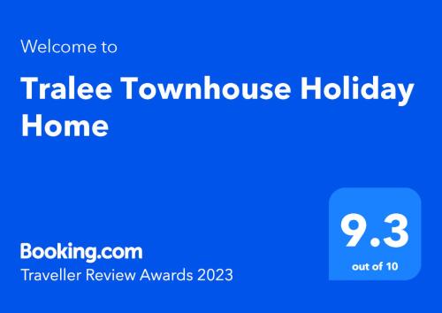 a blue sign that reads trailer review awards at Tralee Townhouse Holiday Home by Trident Holiday Homes in Tralee