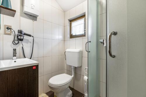 Baño pequeño con aseo y lavamanos en Ladybug House With Whirlpool en Fokovci