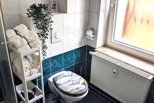 un piccolo bagno con servizi igienici e finestra di Nice Apartment with Balcony a Apolda