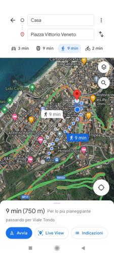 a screenshot of a google maps page with a map at B&B Leonida in Tropea