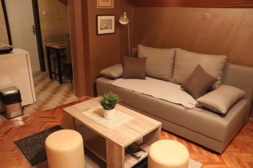 a living room with a couch and a table at Saint Nicolas Bajina Bašta in Lug